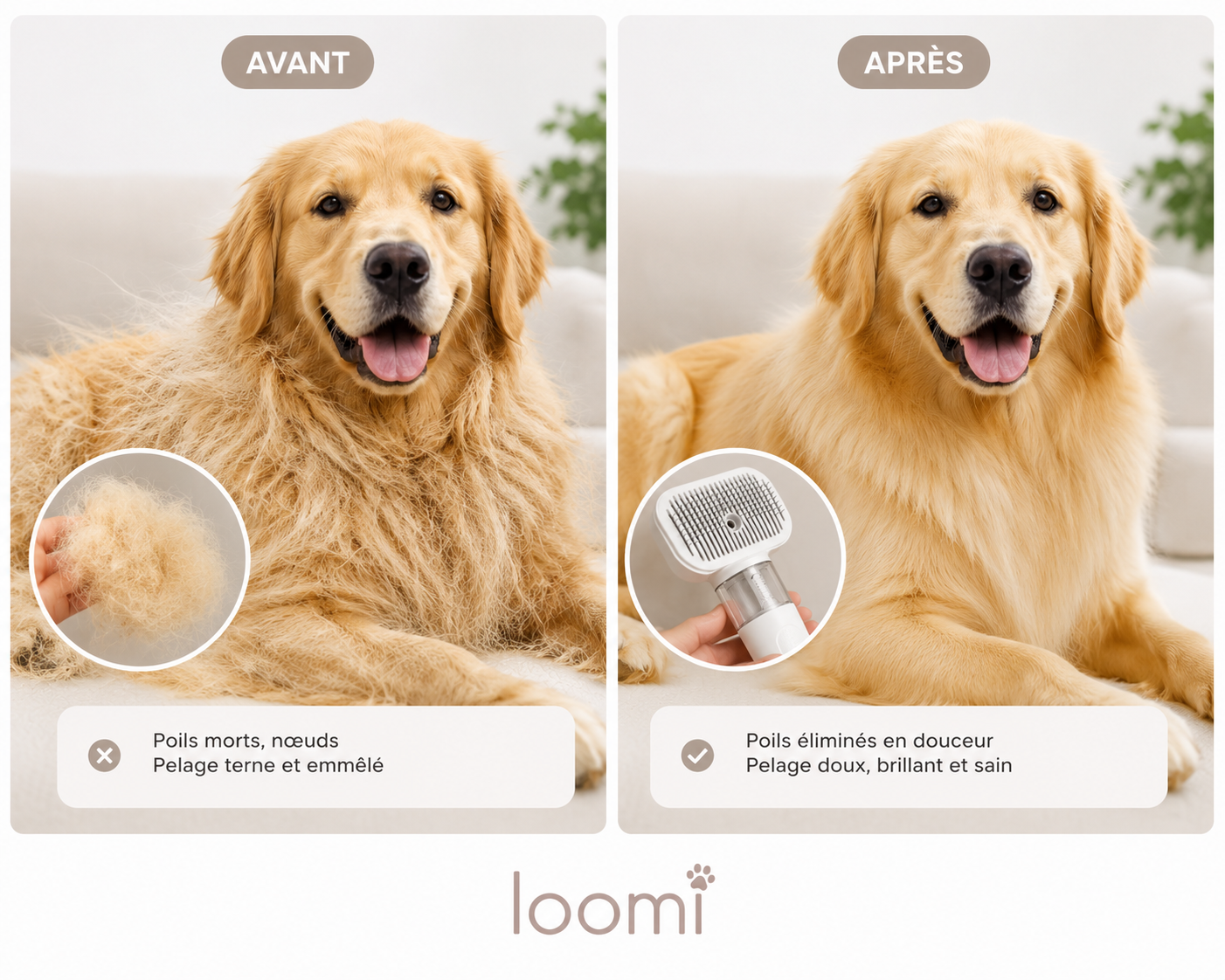Loomi™ FurComb - Peigne Démêlant Électrique pour Chiens & Chats