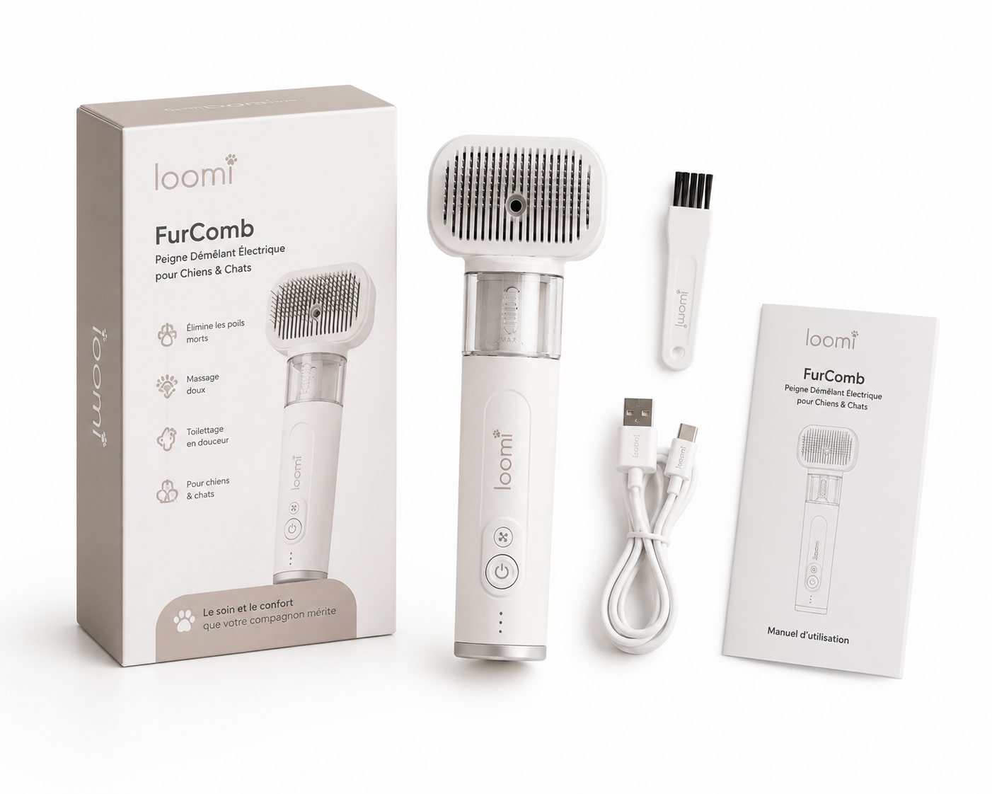 Loomi™ FurComb - Peigne Démêlant Électrique pour Chiens & Chats