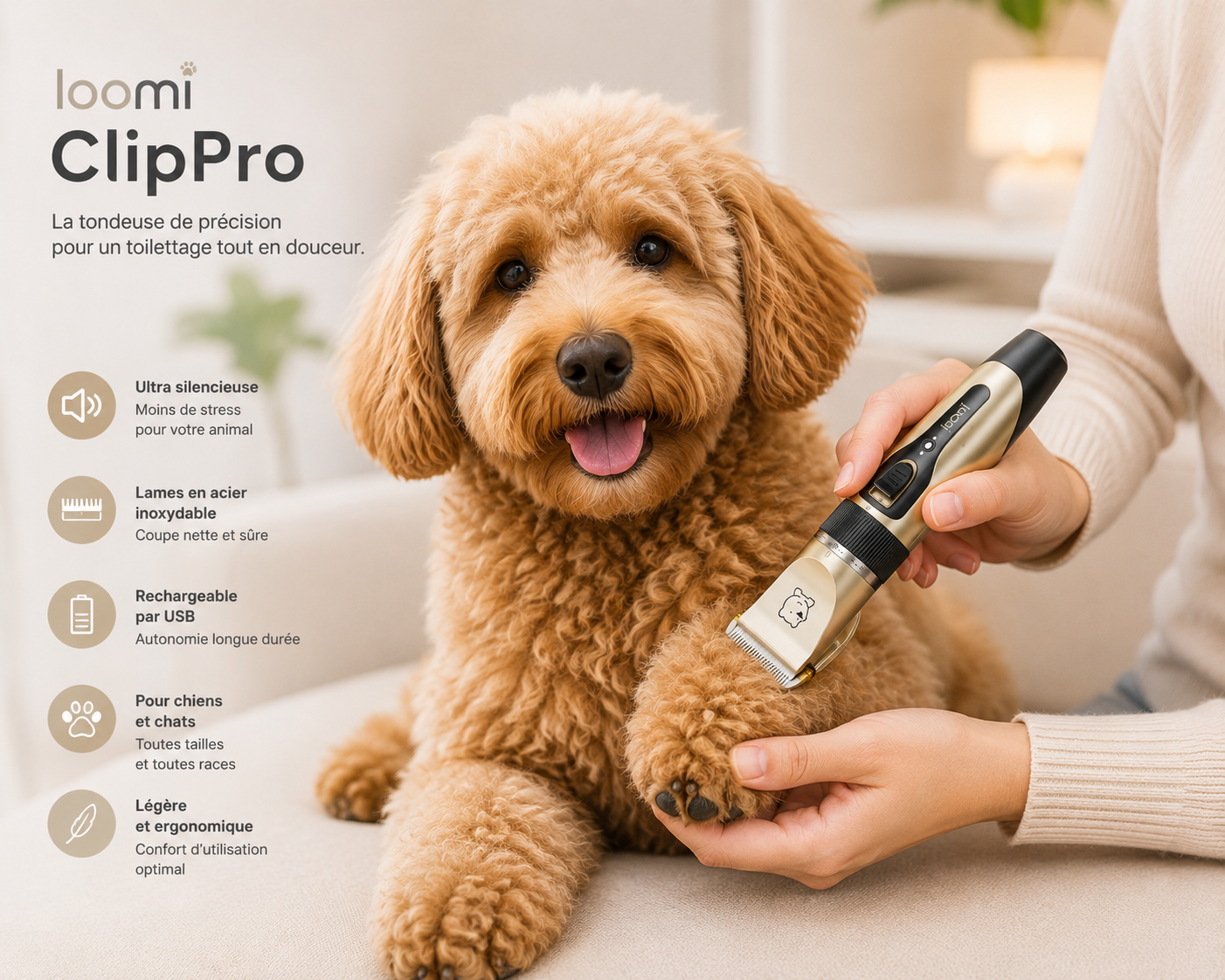 Loomi™ ClipPro – Tondeuse Électrique de Toilettage pour Chiens & Chat