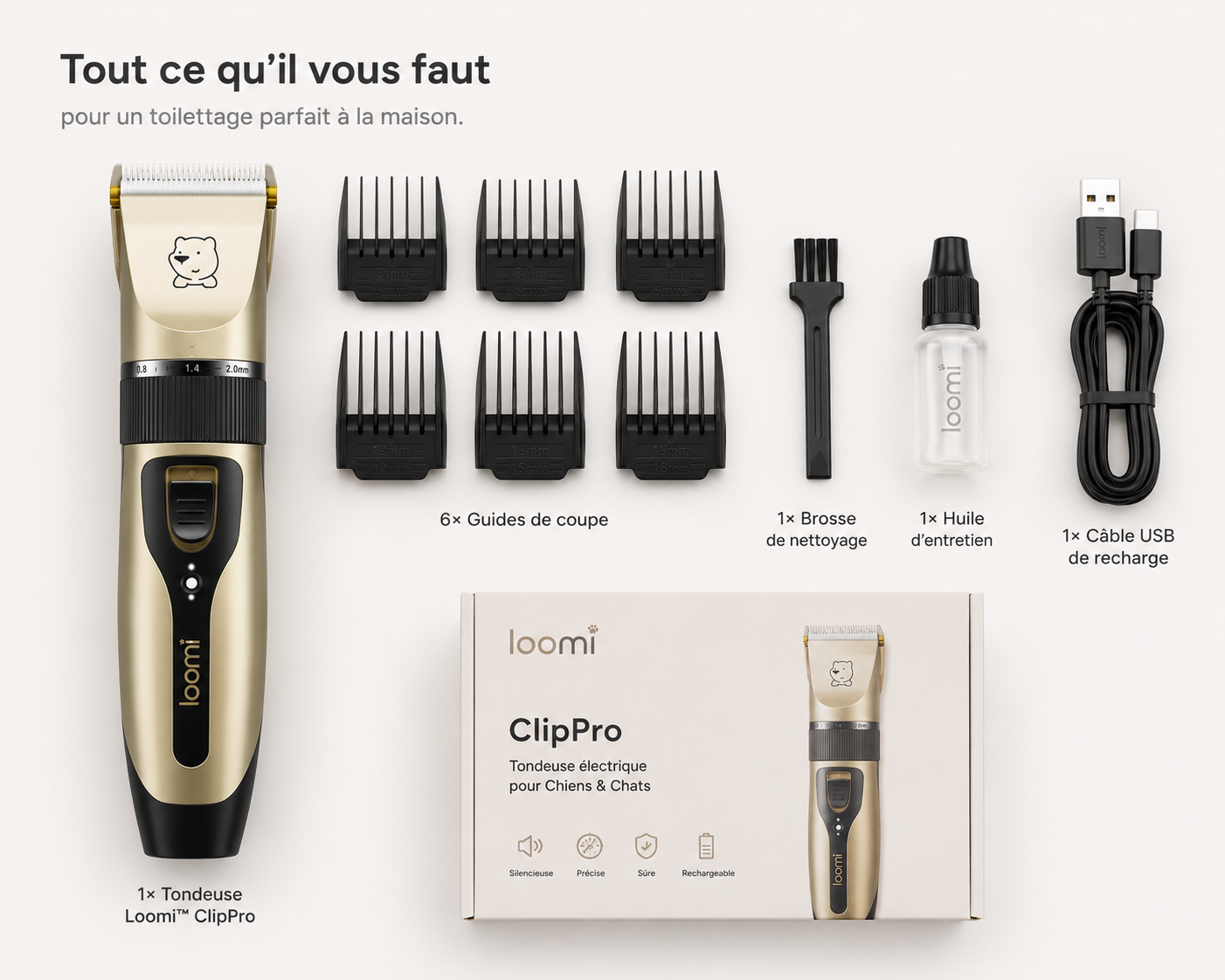 Loomi™ ClipPro – Tondeuse Électrique de Toilettage pour Chiens & Chat