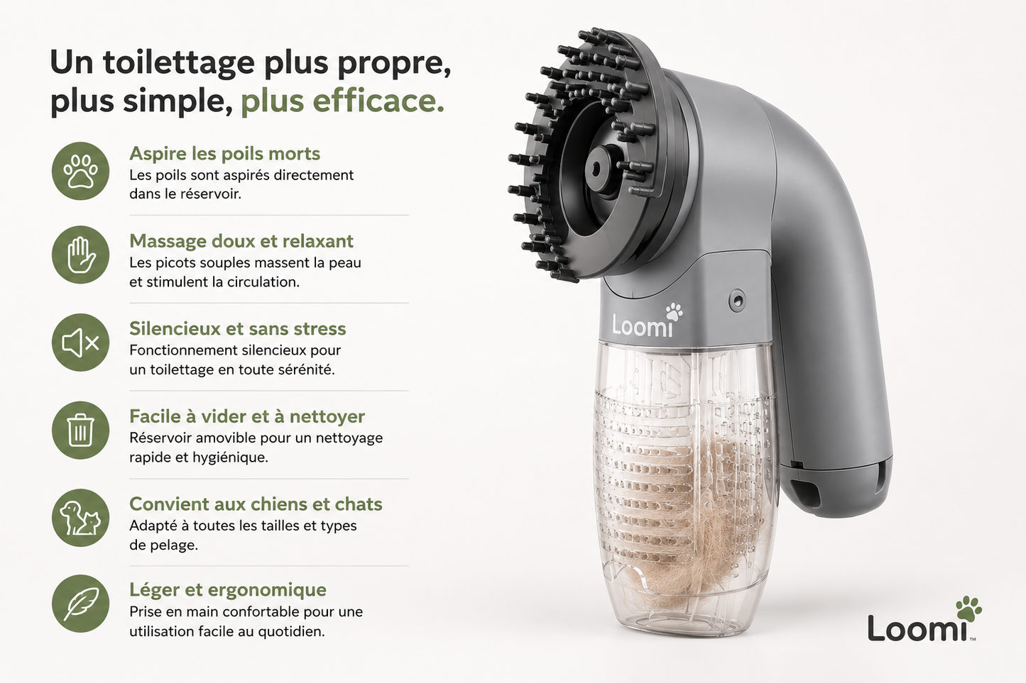 Loomi™ GroomVac - Aspirateur de Toilettage pour Chiens & Chats