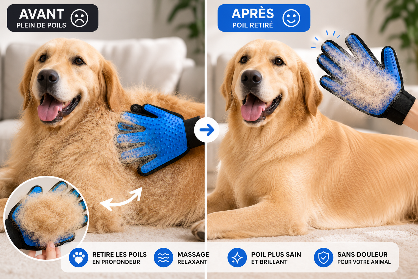 Loomi™ Gant de Toilettage Anti-Poils pour Chien & Chat